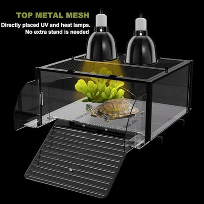 XXL Turtle Basking Platform for Aquatic Turtles, Extra Extra Large for over 180 Gallon Tank, Fits 23-29'' Wide Aquarium, Acrylic Turtle Topper &Dock Tank Accessories, Non-Slip Ramp&Escape-Proof Design - size: XXL