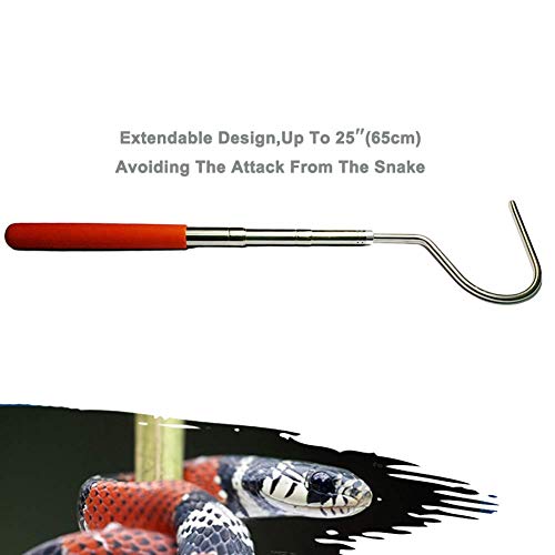 Extendable Snake Hook Reptile Corn Snake Ball Python Rattlesnake Handling Tool for Catching,Controlling,Or Moving Snakes, Material Tool(53inch and 25inch)