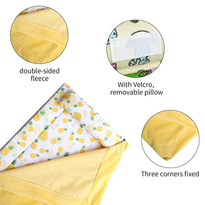 Reptile Sleeping Bag with Pillow and Blanket, Soft Warm Bearded Dragon Bed with Pineapple Pattern, Reptile Accessories for Bearded Dragon,Lizard,Leopard Gecko and Small Pet Animal