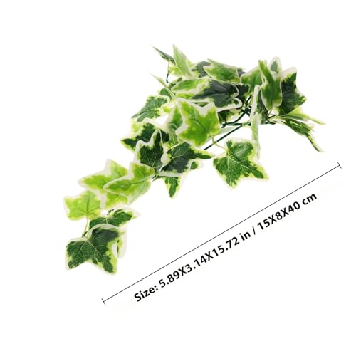 BESPORTBLE Fake Hanging Plant for Reptile Terrarium with Suction Cup, Artificial Leaf Decoration for Amphibious Habitat, Indoor Reptile Tank Decor