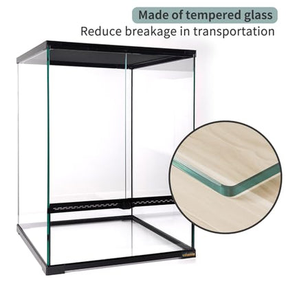 30 Gallon Tall Reptile Glass Tank Terrarium 18"x18"x24" Large Habitat Enclosure for Gecko,Lizard,Chameleon,Frog,Snake,No Install Needed and Come with Tank Background - size: 18*18*24inch
