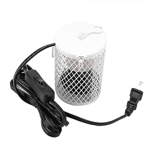 Ejoyous Ceramic Heat Lamp Bulb with Cage, 100W Infrared Ceramic Emitter Heat Light Bulb Lamp for Lizard Snake Chick Turtle Reptile Brooder Offers Heating of 20,000 (US Standard - color: White