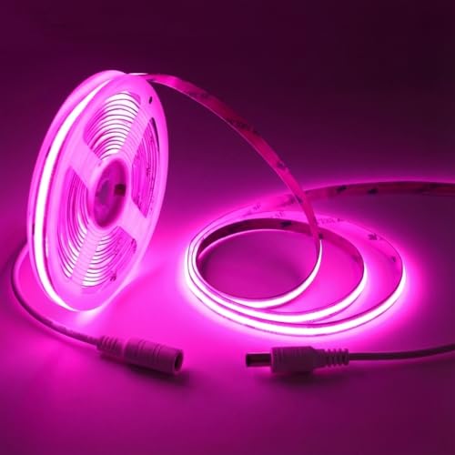 LED Strip Lights 24V COB Pink 16.4ft (No Power Supply) | Super Bright, Dotless High Density 14W/m, 8mm Width Cuttable Flexible, Home DIY Commercial Decoration - color: Pink (Only LED Strip)