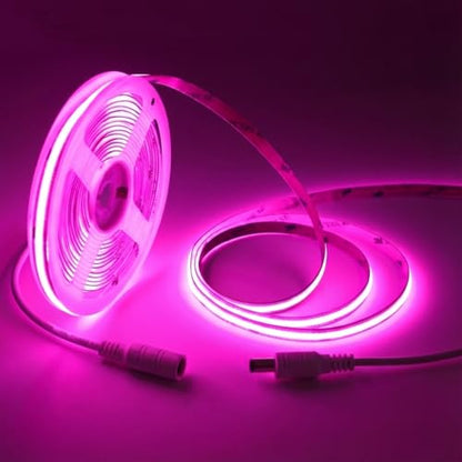 LED Strip Lights 24V COB Pink 16.4ft (No Power Supply) | Super Bright, Dotless High Density 14W/m, 8mm Width Cuttable Flexible, Home DIY Commercial Decoration - color: Pink (Only LED Strip)