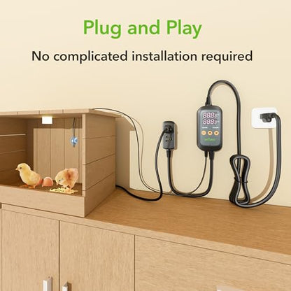 BN-LINK Digital Temperature Controller Thermostat Outlet with Heating Cooling Mode, 2-Stage Outlet Thermostat Controller Plug for Reptiles Aquarium Carboy Homebrew Breeding Fermenter Seed Germination - style: T10