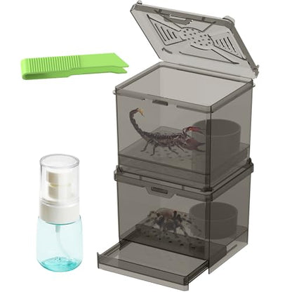 Spider Habitat Kit - Ready-to-Use Box for Small Insects,Dubia Roach, Cockroaches, Crickets, Scorpions, Centipedes, Mantises & Snails 3.74''x3.15''x3.35''(No Assembly Needed)