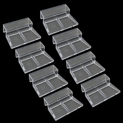 Murtenze 8 PCS Aquarium Lid Clips, 10mm Clear Acrylic Fish Tank Holder Support Clamps for Rimless Aquariums - size: 10mm
