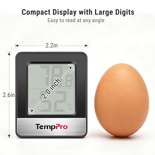 TempPro TP49 Digital Hygrometer Indoor Thermometer Humidity Meter Room Thermometer with Temperature and Humidity Monitor Mini Hygrometer Humidity Meter (Previously ThermoPro) - color: Black Indoor Thermometer