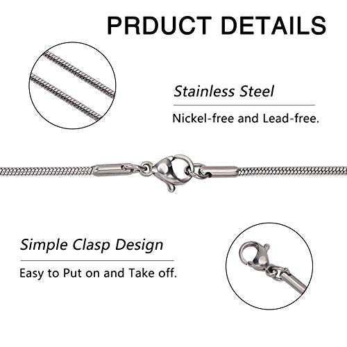 arricraft 10PCS 18 Inches Stainless Steel Chains with Lobster Claw Clasps 1.5mm Snake Chains for Necklace DIY Jewelry Making-Stainless Steel Color