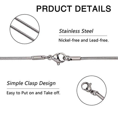 arricraft 10PCS 18 Inches Stainless Steel Chains with Lobster Claw Clasps 1.5mm Snake Chains for Necklace DIY Jewelry Making-Stainless Steel Color