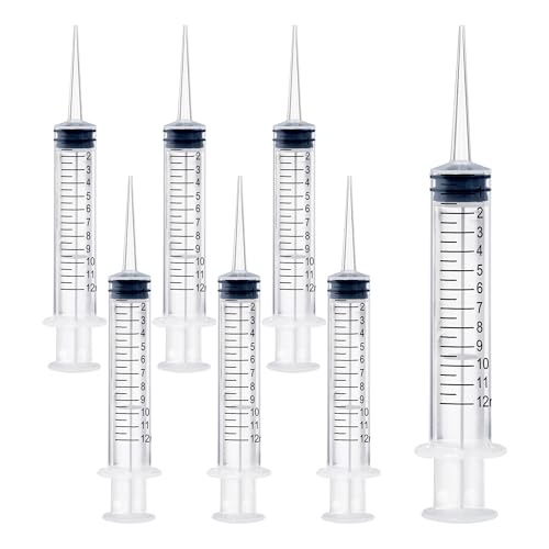 7Pack Wisdom Teeth Syringe, 12ml/cc Dental Syringe with Straight Tip & Measurement, Straight Dental Irrigation Syringe, Disposable Sealed for Dental Care, Oral Tonsil Stone, Feeding, Liquid Injection - style: 12ml/cc Straight Tip
