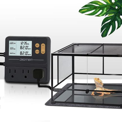 Reptile Temperature Controller, 3 Outlet Timer Thermostat for Grow Tent, Incubation, Snakes, Fish Tank, Heater, humidifiers, Ball Pythons, Bearded Dragon Tank