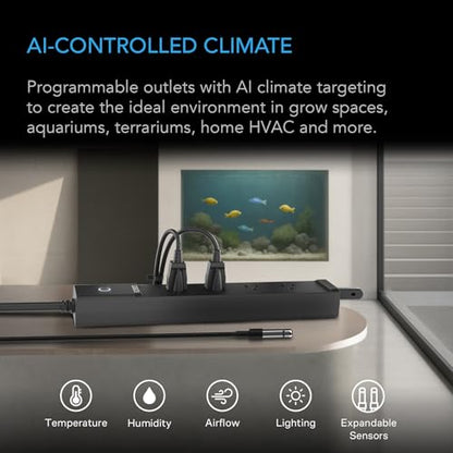 AC Infinity Outlet AI, Environment Controller, Smart WiFi Power Strip, Dual-Zone Temperature Humidity, Individual Control 4 Plugs, AI Targeting, Thermostat Greenhouse Aquarium Terrarium Home, 1800W - style: 4 Plugs