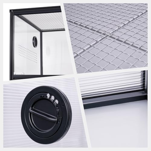 48x20x20'' Bearded Dragon Tank, 83 Gallon Reptile Terrarium, Aluminum Frame Reptile Enclosure with Lockable Sliding Glass Doors, 270° View & 304 Mesh Top