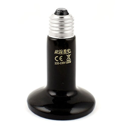 Aexit AC 220-230V Electrical equipment 100W E26 Plug 75mm Dia Ceramic Heat Lamp Infrared Reptile Bulb Black