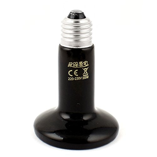Aexit AC 220-230V Electrical equipment 100W E26 Plug 75mm Dia Ceramic Heat Lamp Infrared Reptile Bulb Black