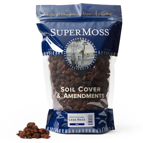 SuperMoss (24534) Horticultural Lava Rock – Premium Soil Amendment & Decorative Top Dressing for Plants, Terrariums, & Aquariums, 2 Quarts Bag, Red - color: Red