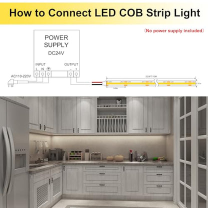 AXMOTUT COB LED Strip Lights Waterproof IP68, 6000K Daylight White Outdoor 24V Dimmable Silicone LED Tape Lighting 16.4ft High Density, 3000LM+, 1600LEDs,(Power Supply Not Included) - size: 6000K/16.4ft-IP68
