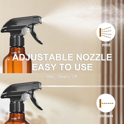Uineko Spray Bottles 2-Pack, 10 Oz, Mist & Stream, Heavy Duty Spraying Empty Water Sprayer Bottle, BPA Free Plastic Refillable Containers for Cleaning Solutions, Plants, Hair, Essential Oils (Amber) - style: Amber