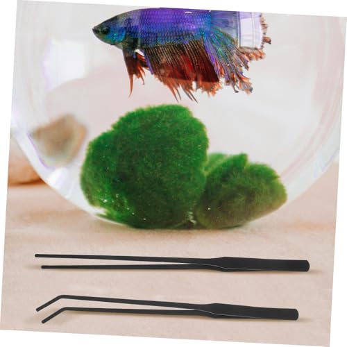 HANABASS 4pcs Long Aquarium Tweezers Stainless Steel Fish Tank Tongs for Seedling Planting and Reptile Feeding