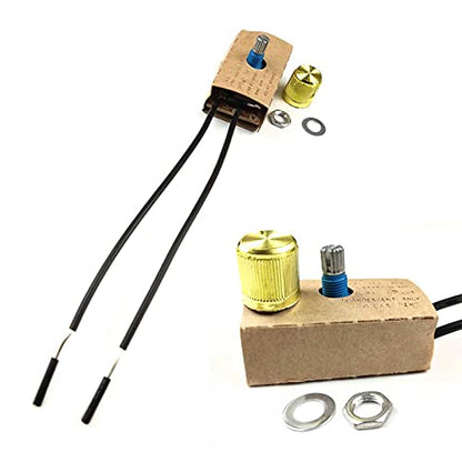 Zing Ear ZE-03 Full Range Inline Table Lamp LED Dimmer Switch Incandescent Light Rotary Replacement Combo Kit 120VAC/240VAC 300W Watt MAX Paper Outer Shell (Brass) Easy to Install