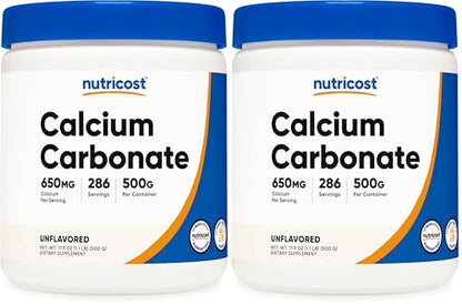 Nutricost Calcium Carbonate Powder 500 Grams (Pack of 2) - size: 17.64 Ounce (Pack of 2)