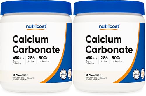 Nutricost Calcium Carbonate Powder 500 Grams (Pack of 2) - size: 17.64 Ounce (Pack of 2)