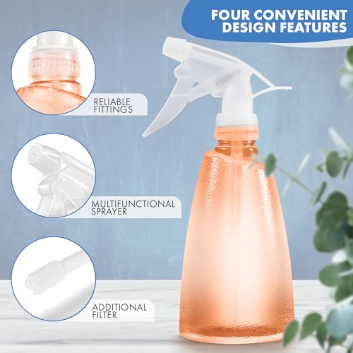 3 Pcs Spray Bottle for Plants - 17 Oz Spray Bottle for Hair with Adjustable Nozzle, Plastic Squirt Bottles with Non-Slip Texture & Ergonomic Grip - Versatile Bottles for Watering, Styling & Cleaning