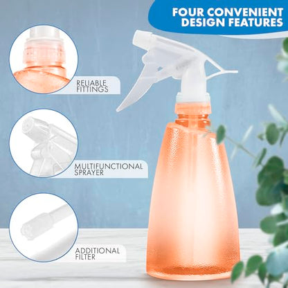 3 Pcs Spray Bottle for Plants - 17 Oz Spray Bottle for Hair with Adjustable Nozzle, Plastic Squirt Bottles with Non-Slip Texture & Ergonomic Grip - Versatile Bottles for Watering, Styling & Cleaning