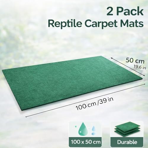 HERCOCCI 2 Pack Reptile Carpet, 39’’ x 20’’ Terrarium Bedding Substrate Liner Reptile Cage Mat Tank Accessories for Bearded Dragon Lizard Tortoise Leopard Gecko Snake (Green) - color: Green