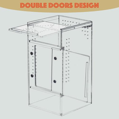 Reptile Tank 3x3x6 Terrarium – Acrylic Reptile Enclosure for Gecko, Jumping Spider, and Praying Mantis – Compact Tree-Dwelling Terrarium for mini Pets - size: 3"3"6"