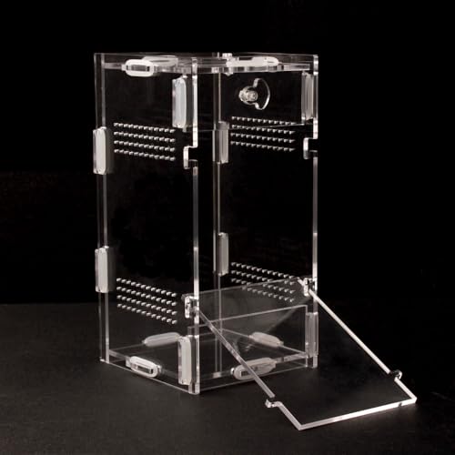 Acrylic Jumping Spider Enclosure, Small Reptile Terrarium Habitat for Tarantula Snail Insect Small Reptile (3.3x3.7x7inch)