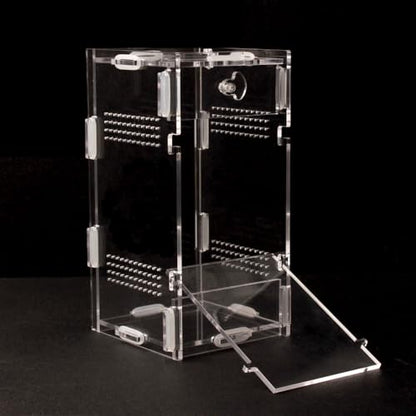 Acrylic Jumping Spider Enclosure, Small Reptile Terrarium Habitat for Tarantula Snail Insect Small Reptile (3.3x3.7x7inch)