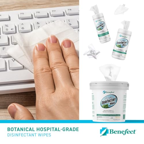 Benefect Botanical Disinfectant Wipes – 1,500 Sanitizing Wipes. 6 Pack of 250 Wipes Per Unit - High Traffic - Gym Wipes, Schools and Food Safe Cleaning (250, 6) - size: 250 Count (Pack of 6)