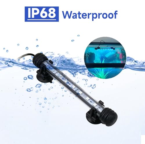 7 inch RGB Aquarium Lights, Underwater Fish Tank Lights IP68 Waterproof Color Changing Adjustable Memory Submersible Remote Control Aquarium Tank Sucker Hood Strip Lamp Waterfall Lights - size: 7 Inch