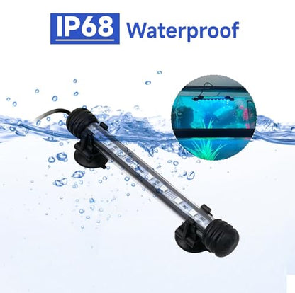 7 inch RGB Aquarium Lights, Underwater Fish Tank Lights IP68 Waterproof Color Changing Adjustable Memory Submersible Remote Control Aquarium Tank Sucker Hood Strip Lamp Waterfall Lights - size: 7 Inch