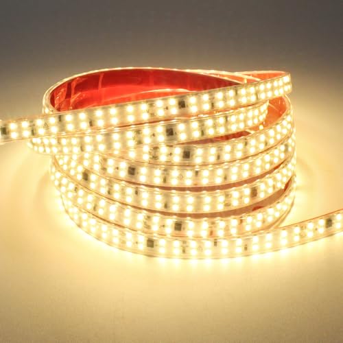 AC 120V Under Cabinet Strip Lighting Plug in 16.4ft Waterproof LED Strip Lights 110V 240LEDs/m 3000K Warm White LED Lights with Adhesive SMD 2835 for Mirror Kitchen Cabinet Living Room Decor - color: Warm White 3000K, size: 16.4ft