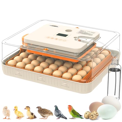 Incubator for Hatching Eggs, 56 Eggs Incubator with Automatic Egg Turning, Temperature & Humidity Control, LED Egg Candler, Incubation Days Display, for Chicken, Duck, Goose, Quail, Parrot Bird Eggs