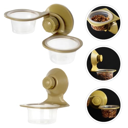 2pcs Suction Cup Reptile Feeder Bowls Water and Food Basins for Lizards and Amphibians Terrarium Feeding Supplies