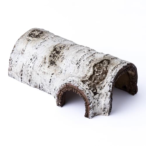 Natural Reptile Hide Basking Platform, Hideout Decor for Aquarium, Fish Tank, Bearded Dragon, Gecko, Shrimp, Betta (Glow-in-the-Dark Birch Tree Hiding Cave, Small) - color: Glow-in-the-Dark Birch Tree Hiding Cave, size: Small