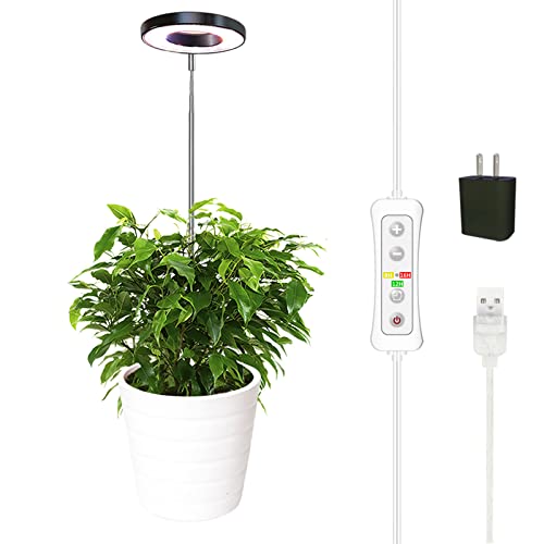 yadoker Plant Grow Light, LED Growing Light Full Spectrum for Indoor Plants,Height Adjustable, Automatic Timer, 5V Low Safe Voltage,Idea for Small Plant Light - color: 3.4 inch Matte Black, size: 1 Pack