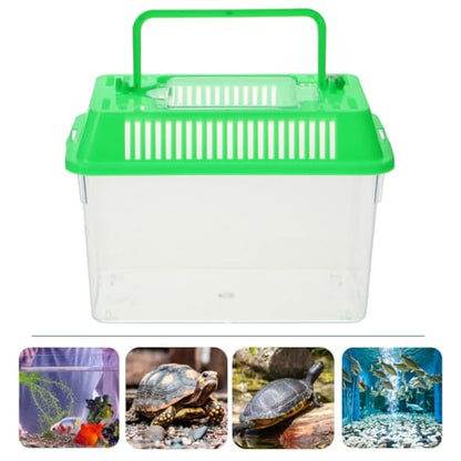 Ipetboom Mini Fish Tank: Plastic Goldfish Aquarium Habitat for Shrimp Turtle Shrimp - Small Reptile cage with Handle, 5.9x3.5x4.3 Inches (Random Color)