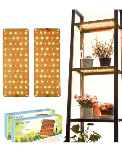 Panel Grow Light for Indoor Plants, 20W Ultra-Thin Full Spectrum LED Grow Light for Shelf & Cabinet, Dimmable with 6/12/16H Timer, Warm White, 2-Pack - color: Warm White, size: 2-Pack