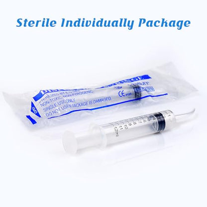 Wisdom Teeth Syringe, 12ml Dental Irrigation Syringe with Curved & Straight Tips, Sterile Individually Packaged for Oral Care, Tonsil Stones Removal, Liquid, Feeding (20 Pack) - style: Curved Tip & Straight Tip 20 Pack