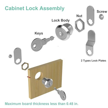 6 Pack Cabinet Locks with Keys, 5/8" Cam Lock Keyed Alike, Mailbox Lock Replacement Secure Drawer Tool Box Mail Box RV Door, Zinc Alloy - size: 6 Pack 5/8 Inch Silver