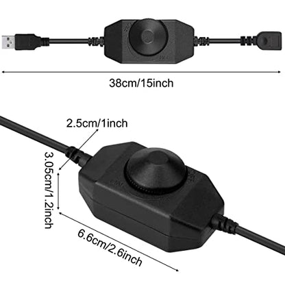 LED Strip Lights Dimmer Switch USB Female to Male Cable with Dimmable Rotary Switch Controller 5V LED Rope Light Switch Adjustable Switch, 2 PCS - color: with USB adapter