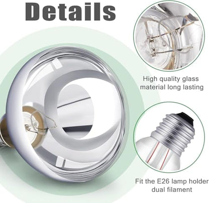 250 Watt R40 Clear Heat Lamp Bulb – Infrared Flood Reflector Light, Incandescent Spotlight for Food Warmer, Brooder, Chicken Coop, Pet Heating, Bathroom, Light Therapy – E26 Base (1, Clear) - color: Clear