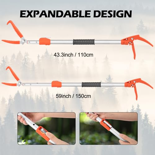 Kalkal Snake Grabber Tool, 62” Professional Aluminum Alloy Telescopic Rattle Snake Tongs, Reptile Grabber Snake Catcher Wide Jaw Handling Tool with Lock