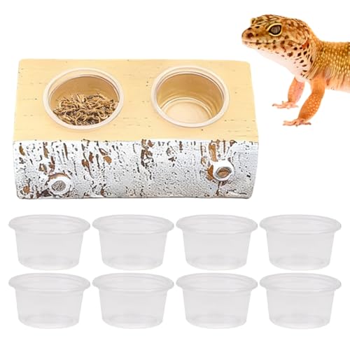 Gecko Feeding Ledge | Removable Resin Food Dish | Terrarium Bowls Reptile Feeders - for Pets Crabs Turtle Spider Bearded Dragon Frogs Centipede Small Animal