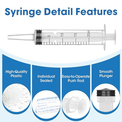 20mL Plastic Syringe for Liquid - 3 Pack Large Syringes with Adapter for Scientific Labs, Feeding, Oil Filling, Individually Wrapped - style: 20mL